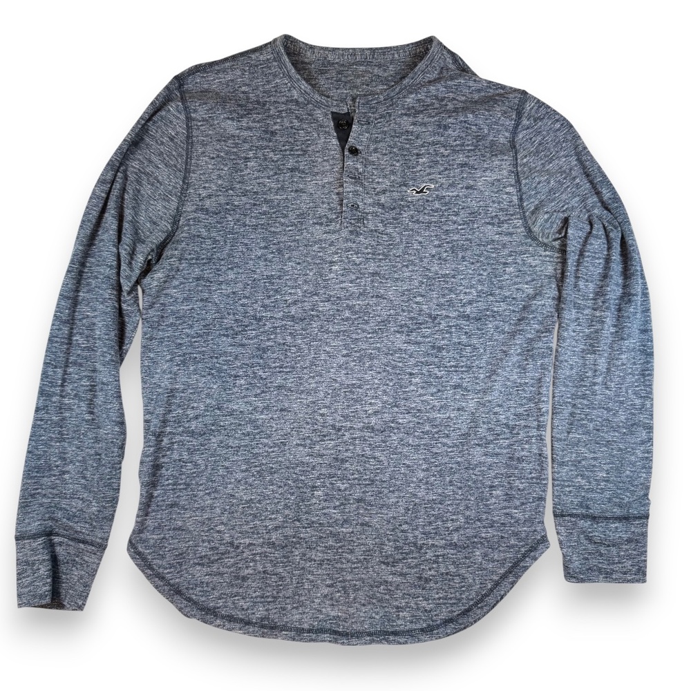 HOLLISTER Blue Long Sleeve Henley Tee – Size L